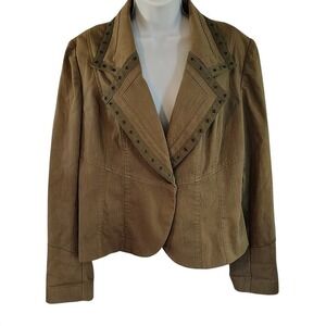 Lena Gabrielle Olive Green Studded‎ Accent Blazer Jacket 16 cowgirl granola girl